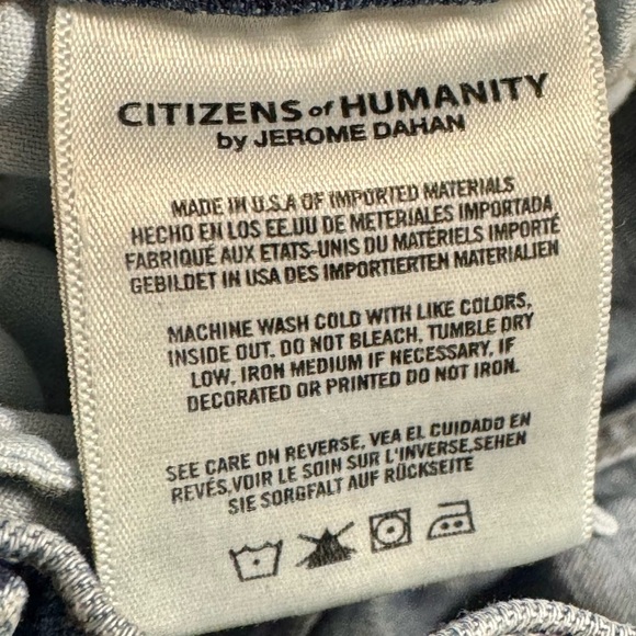 CITIZENS OF HUMANITY Agnes Crop Mid Rise Slim Straight Dip Dyed Denim Jeans - Picture 13 of 14